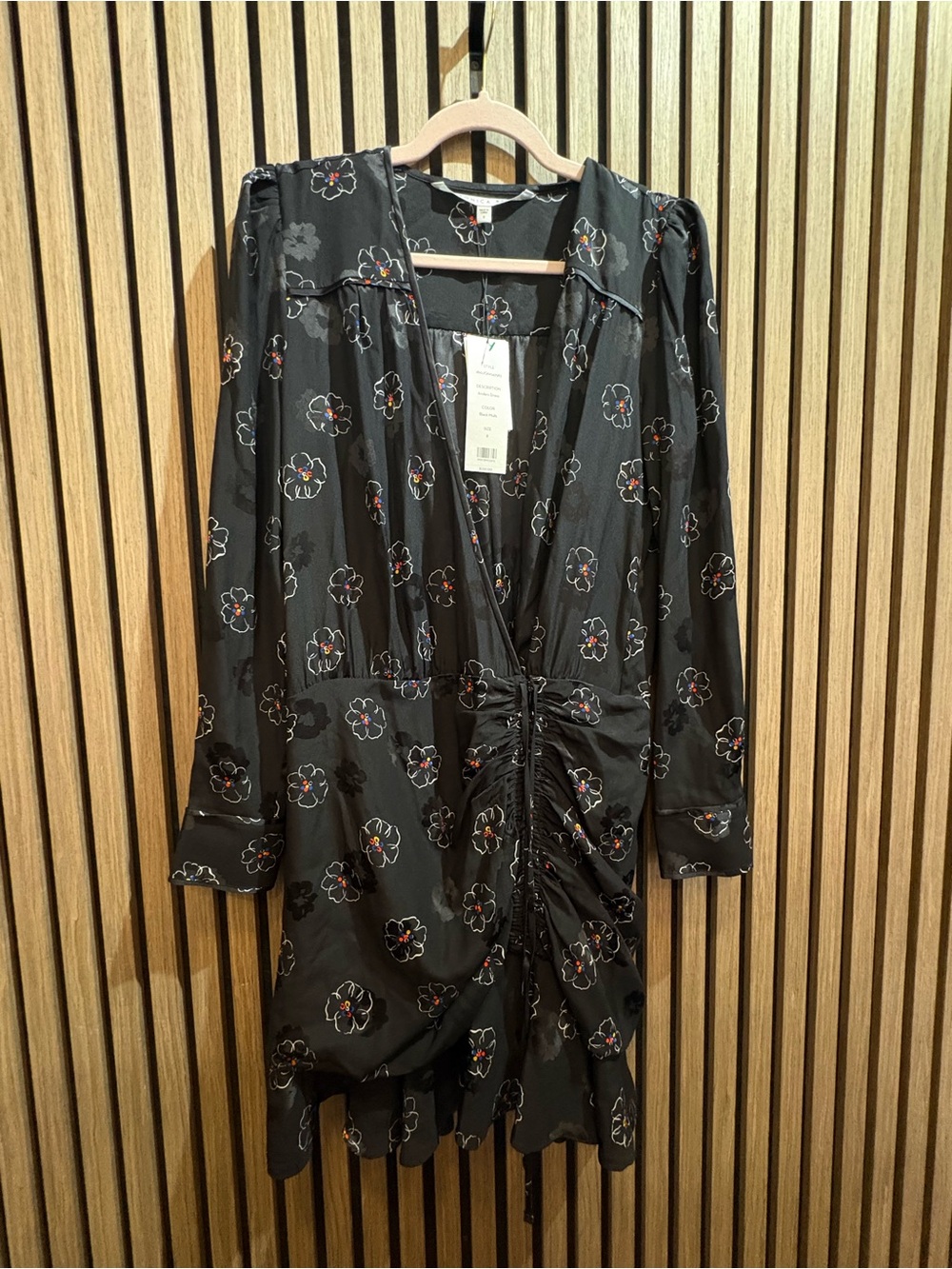 Veronica Beard Black Anders Dress - Ruched Wrap Dress